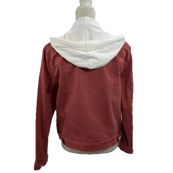 NWOT Risen Removable Hoodie Jean Jacket Women’s Small Red Cotton - Picture 4 of 12